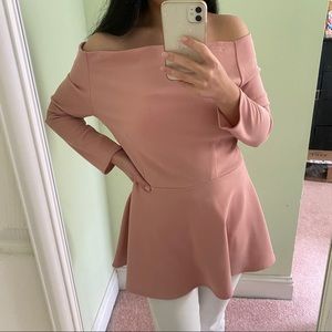 Bubblegum Pink Off-the-Shoulder Peplum Blouse